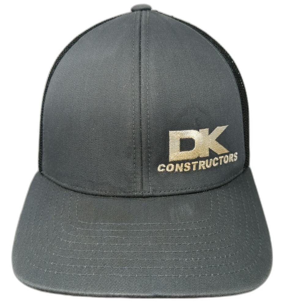 Pacific Headwear Trucker Hat Gray Black One Size DK Constructors Mesh Snapback